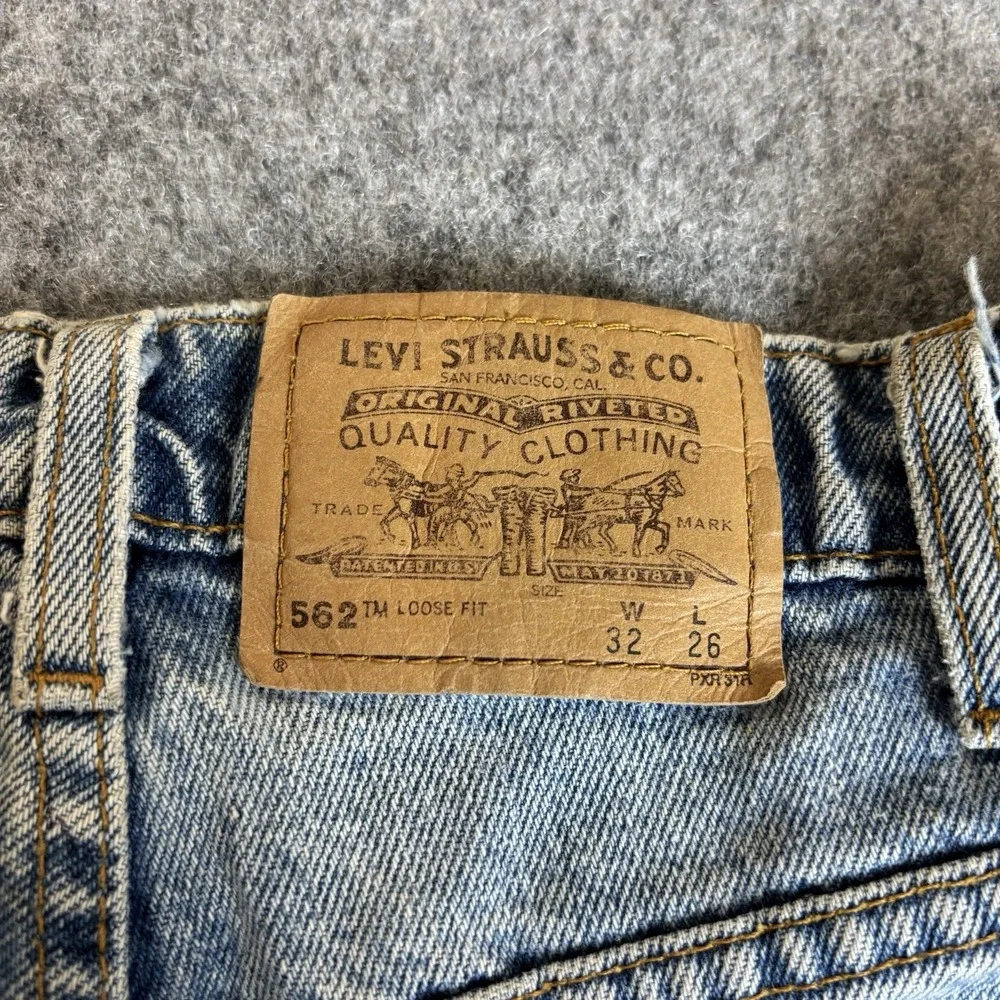 Levi Jeans 562 32x26 Boys Light Wash Y2K Denim Orange Tab‎
